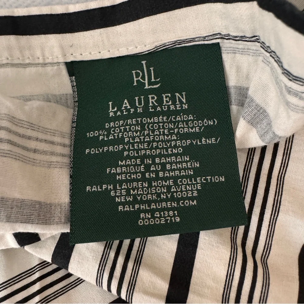 Ralph Lauren Queen Size Vintage Striped Bedskirt Black White 100% Cotton